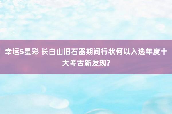 幸运5星彩 长白山旧石器期间行状何以入选年度十大考古新发现?