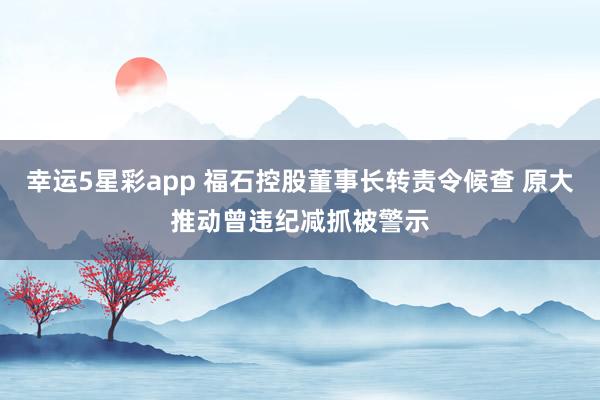 幸运5星彩app 福石控股董事长转责令候查 原大推动曾违纪减抓被警示