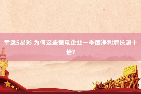 幸运5星彩 为何这些锂电企业一季度净利增长超十倍?
