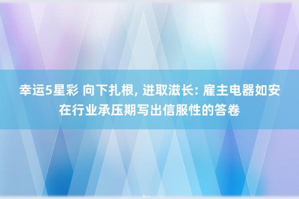 幸运5星彩 向下扎根， 进取滋长: 雇主电器如安在行业承压期写出信服性的答卷