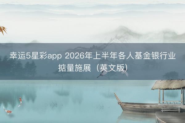 幸运5星彩app 2026年上半年各人基金银行业掂量施展（英文版）