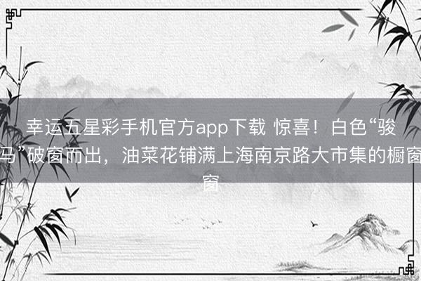 幸运五星彩手机官方app下载 惊喜！白色“骏马”破窗而出，油菜花铺满上海南京路大市集的橱窗
